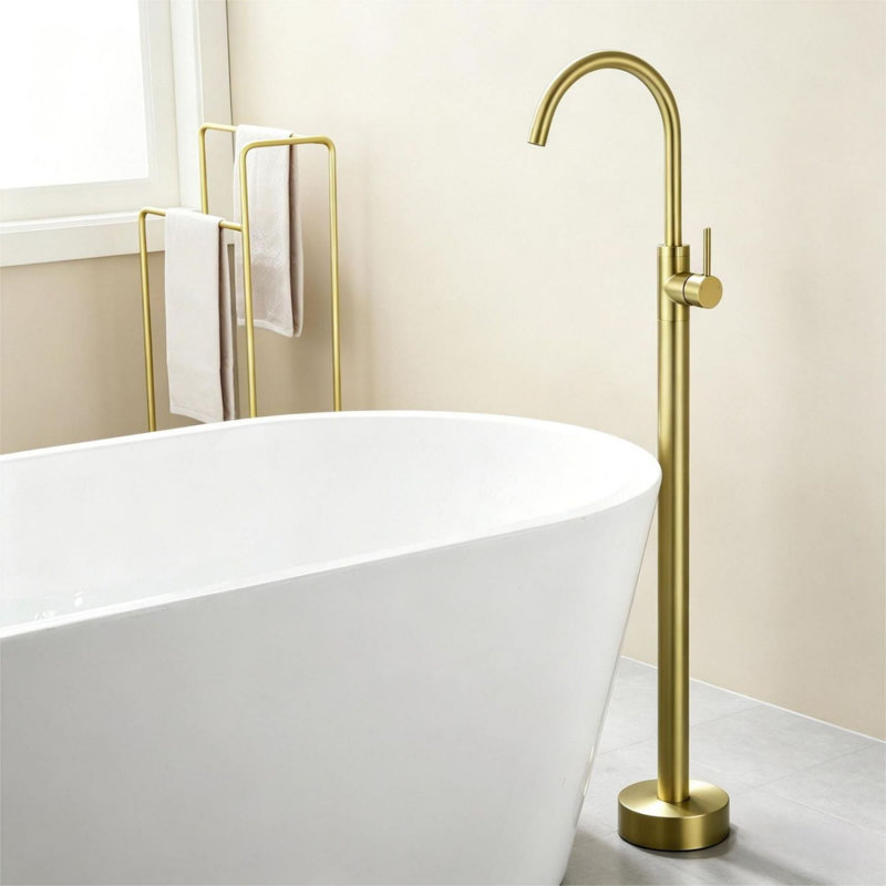 Freestanding Tub Faucet, Brushed Gold