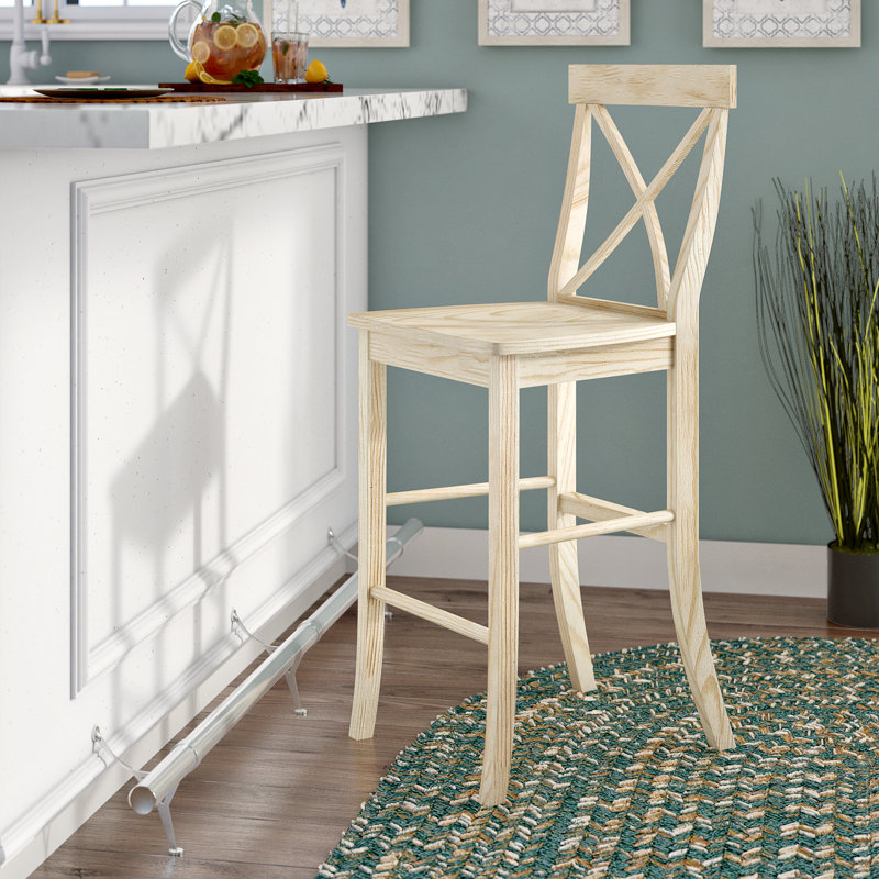 Tabouret de comptoir en bois massif Guzik, Non fini, Tabouret de comptoir (assise de 24 po de hauteur)