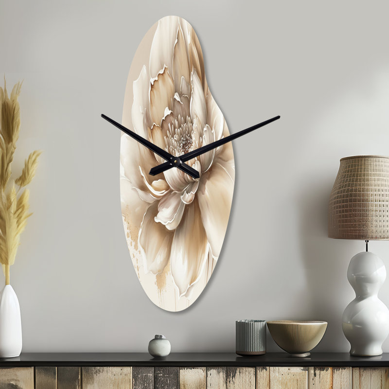 Dua - Curved Shape Large Beige Wall Clock - Unique Shape, Large