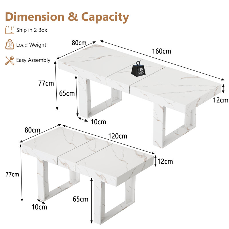 Extendable Dining Table, White