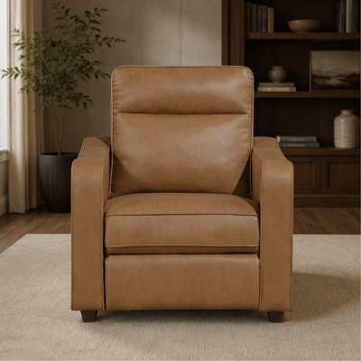 Fauteuil inclinable électrique moderne avec ports USB et revêtement mural en similicuir brun avec revêtement en similicuir brun 1 pièce
