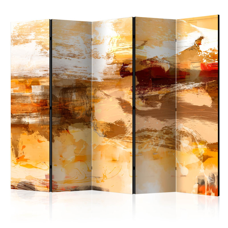 Gracemary 225cm W x 172cm H 5 - Panel Solid Wood Folding Room Divider