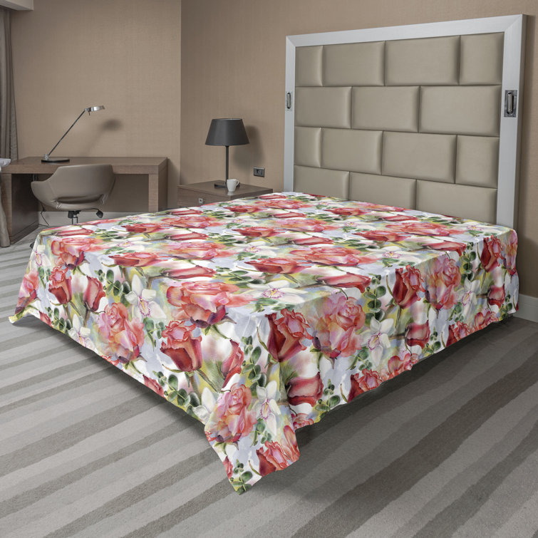 Ambesonne, drap plat floral pivoines, art botanique printanier