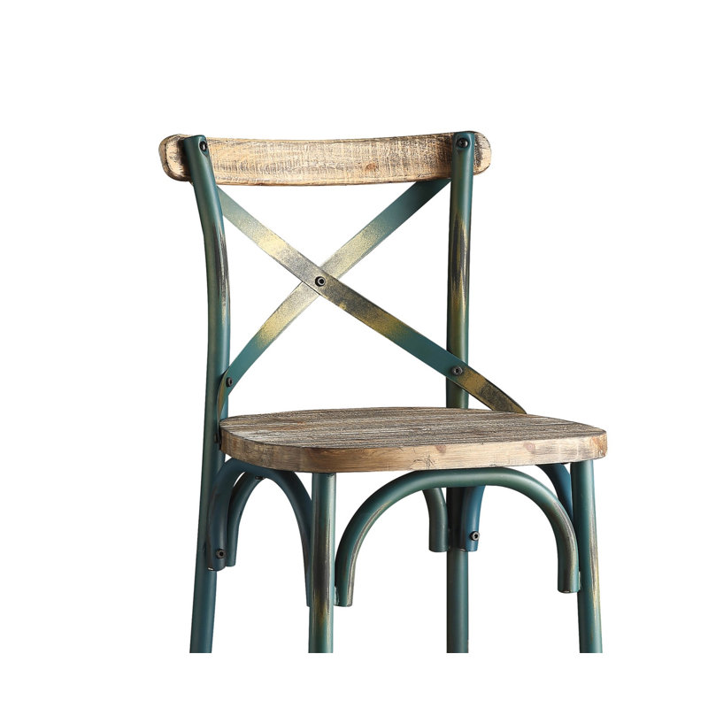 Chaise de bar 1 pièce, Turquoise antique, Chêne antique