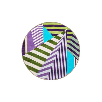 Purple Themed Striped Geometric Patterned Creative Modern Decorative Rug