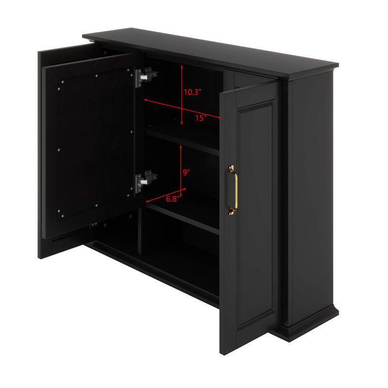 Armoire de rangement murale 36 po, Noir