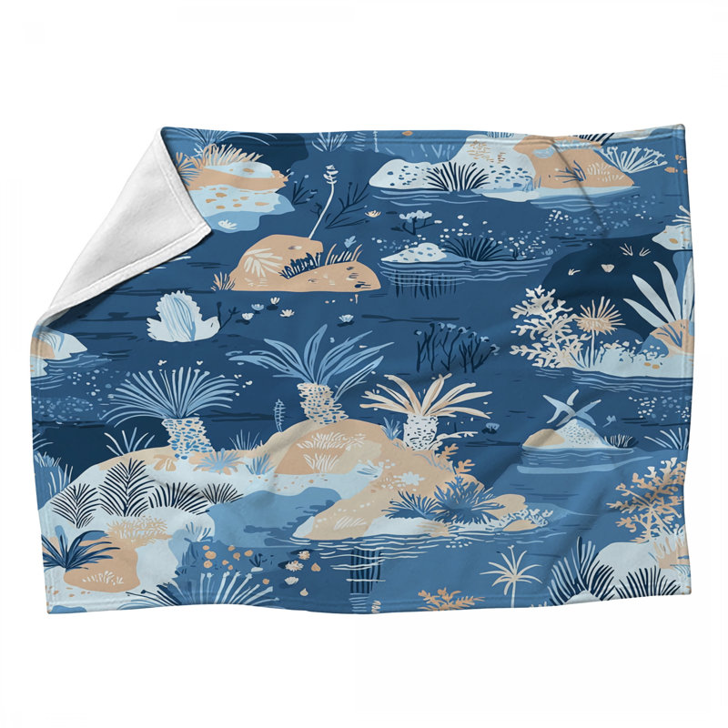 Jeté en molleton Ocean Landscape - Jetés nature pour canapés ou lits, L 60 po x l 50 po
