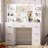 Raafay Vanity Table with Lights, Makeup Table with 7 Drawers and Side Shelf-1014022596