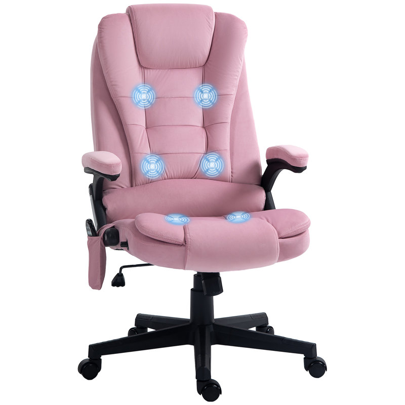 Massage Office Chair with 6-Point Vibration, Pink