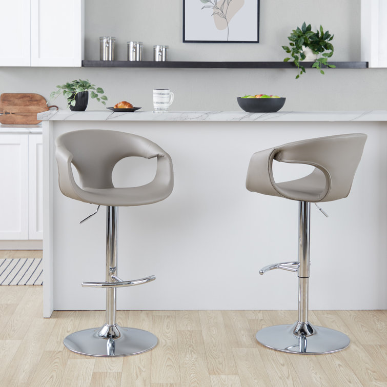 Curva Adjustable Barstool With Rounded T Footrest - Set Of 2