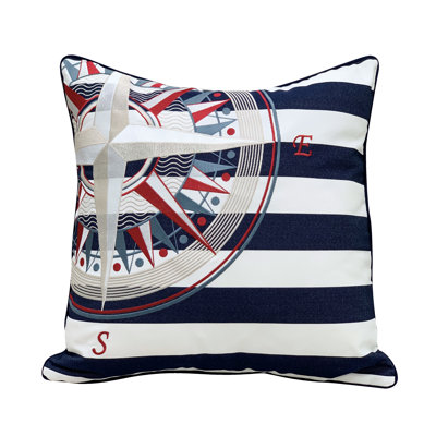 Embroidered Outdoor Throw Pillow