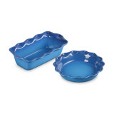 Le Creuset Stoneware Heritage Pie Dish & Fluted Loaf Pan, 9 In. Each, Oyster