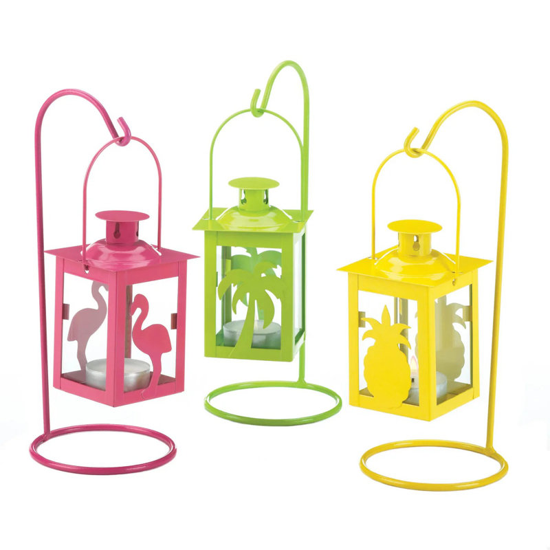 Set of 3 Tropical Mini Lanterns | Summer Party Centerpieces