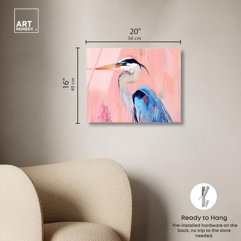 Art mural en acrylique Rosy Dawn Heron par Art Remedy, prêt à être accroché, H 16 po x l 20 po
