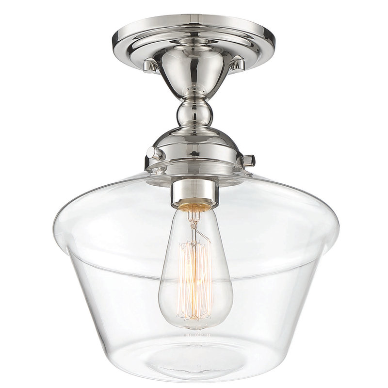 Plafonnier semi-encastré 1 lumière 9 po Lassell, Nickel poli