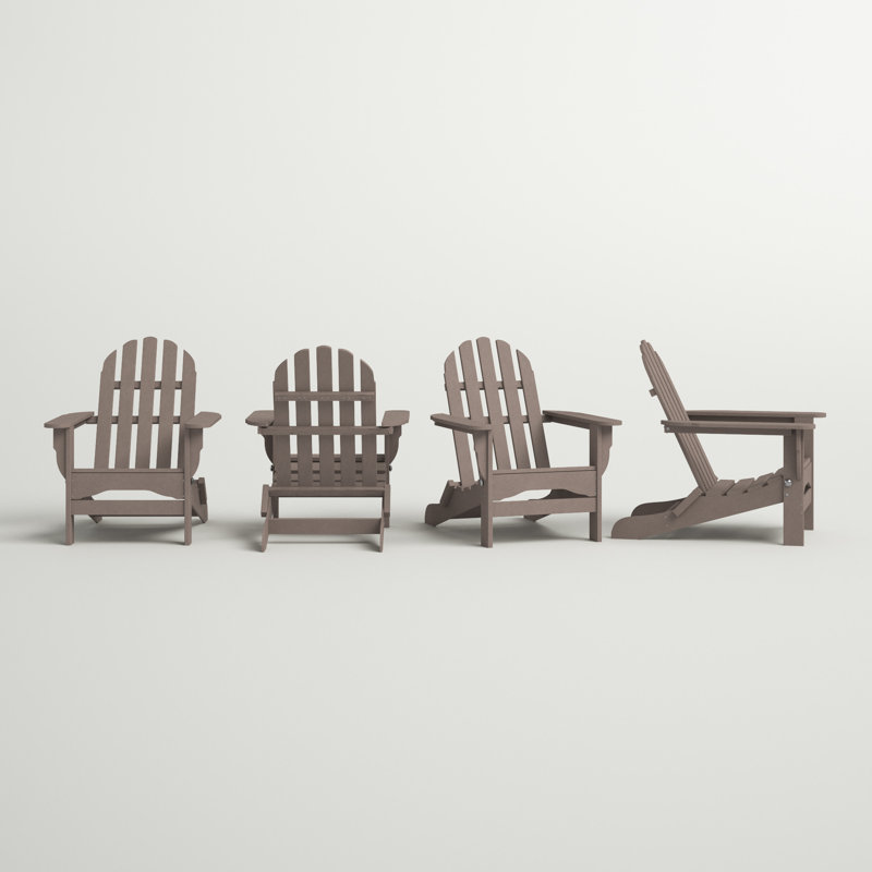 Leighton Foldable Outdoor Adirondack Set, Weathered Wood