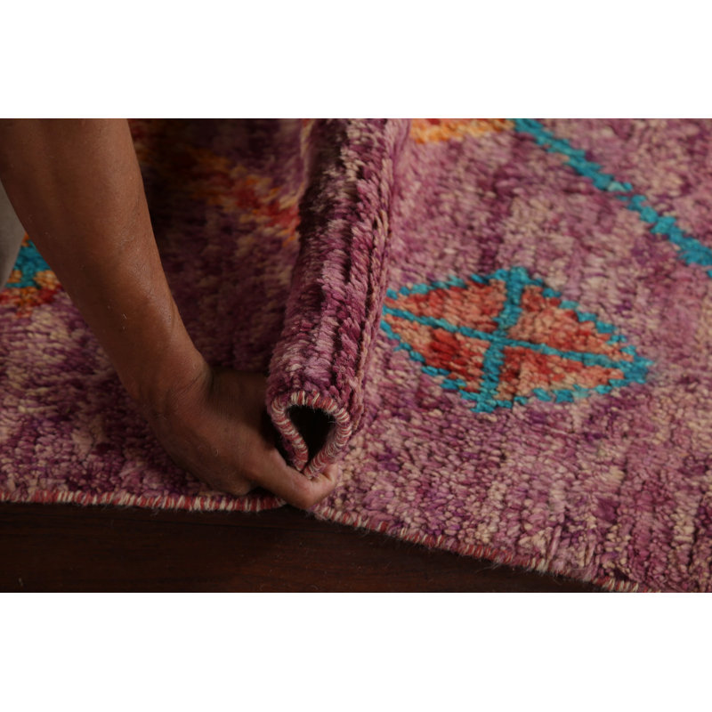 Tapis de couloir tribal en laine marocain noué à la main 4 x 11