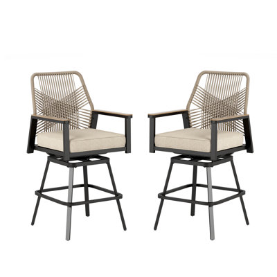 23.5" W Metal Patio Bar Stool with Cushion