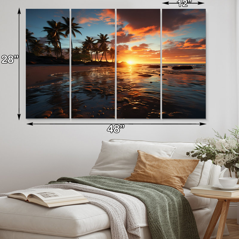 Ensemble de 4 décorations murales coucher de soleil en caraibe