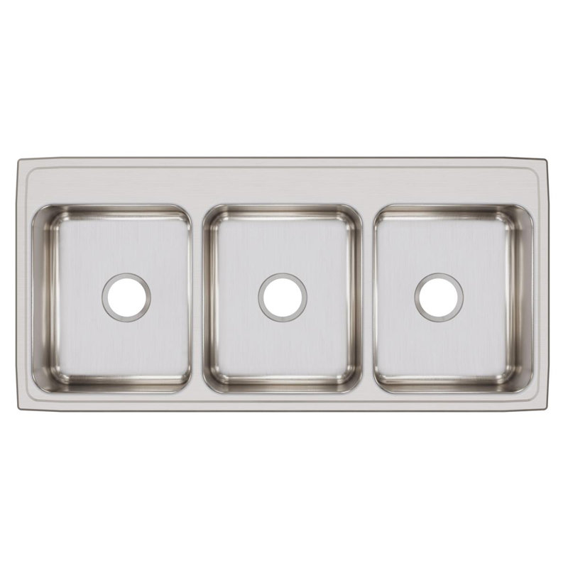 Évier de cuisine à triple cuve à montage sur plan L 46 po x l 22 po Lustertone, 0 trou