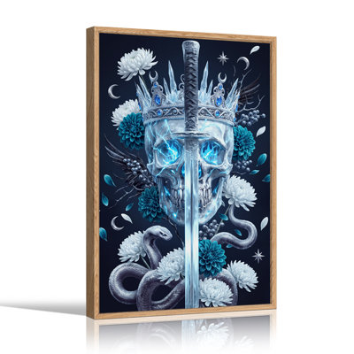 Toile crâne foncé foncé avec lumière bleue d'Halloween