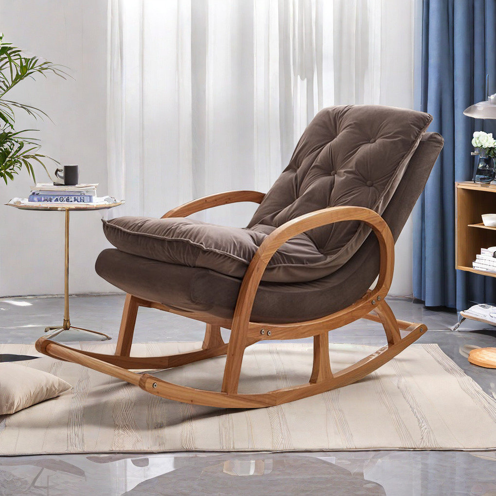Axis Living Solid Wood Frame Design Simple Rocking Chair Solid Wood ...