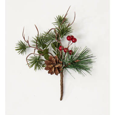 Needles Berries Pine Cone Pick (Set of 6) The Holiday Aisle Color: Charcoal Gray
