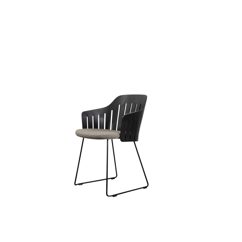Choice Chair Indoor and Sledge Steel Base with Upholstery Cane-line Zen Seat Cover, Black, Light Brown