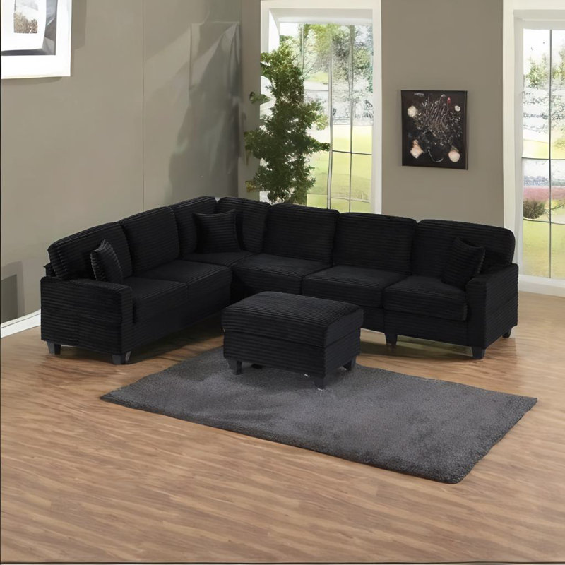 U-shaped Sectional Sofa, Black