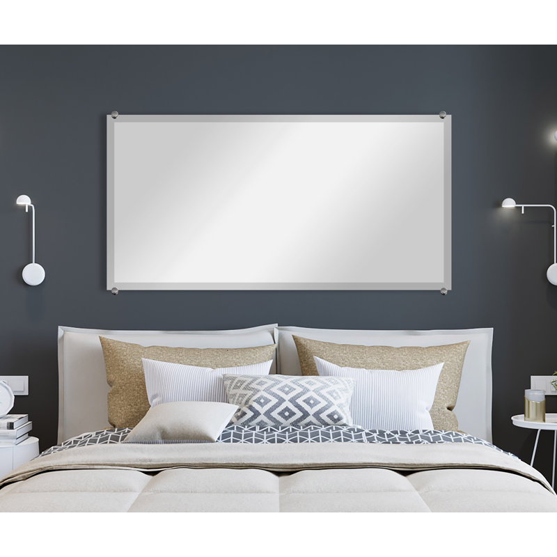 Mansell Beveled Frameless Wall Mirror, 62" H x 36" W, Chrome
