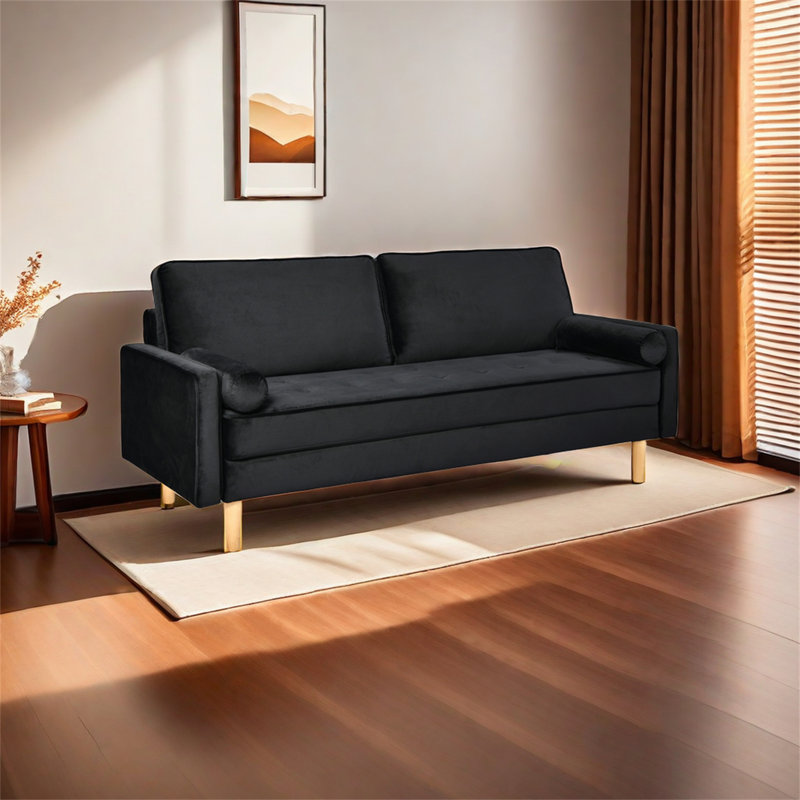Canapé 3 places 70 "Laynah, Velours noir