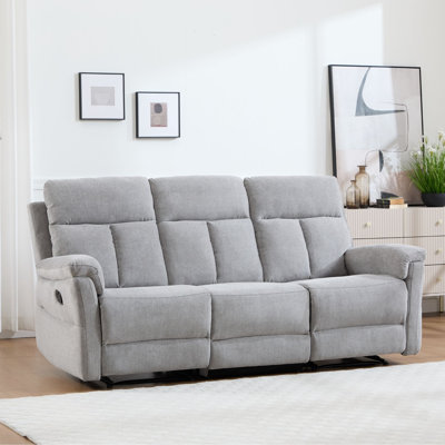 81" Wide Contemporary Chenille Upholstered Manual Reclining Sofa