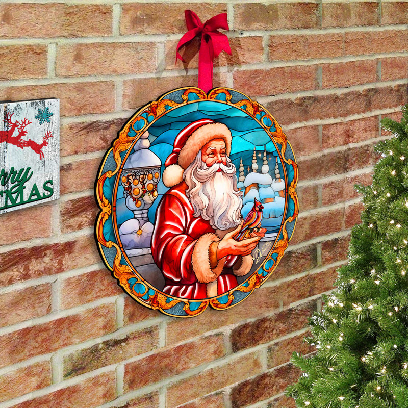 Père Noël avec une porte de Noël cardinal rouge, par Debrekht