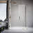 UKH07 47-1/8 to 48 in. W X 33 in. D X 80 in. H Frameless Hinged Shower Door in Satin Brass with EnduroShield 3/8 in. Clear Glass with 26 in. Door Panel-122547675-122547613