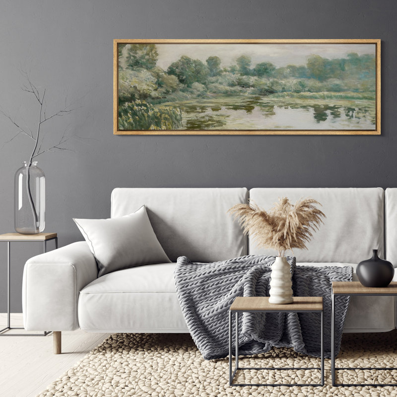 Reproduction d'art murale de chambre à coucher encadrée de la chambre principale, H 20 po x l 60 po x P 1,5 po, Naturel