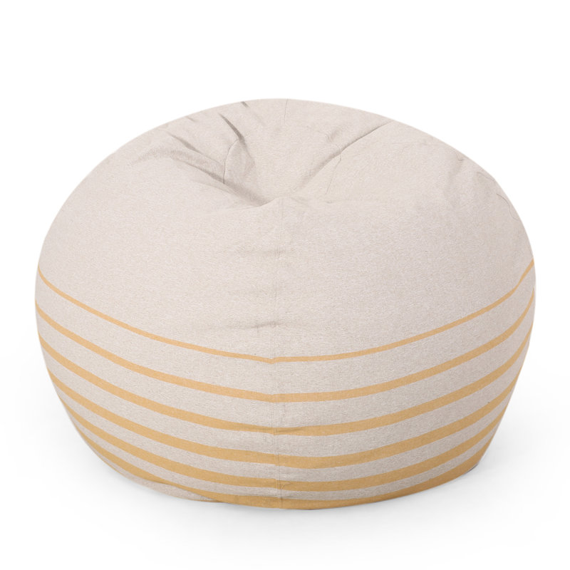 Pouf rond 5 pieds Bohemio, couleur naturelle / jaune rayé