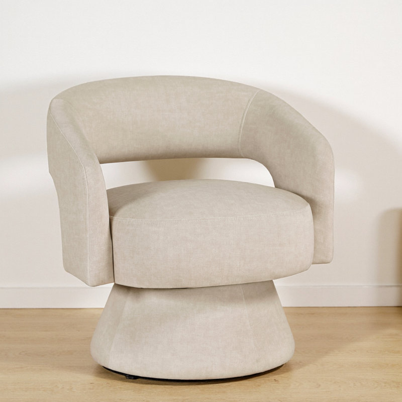 Elegant Modern Swivel Accent Chair in Taupe Velvet with Solid Wood Frame - Luxurious Home Decor for Effortless Style and Comfort