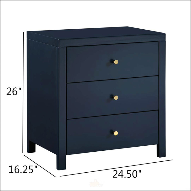 Table de chevet à 3 tiroirs Nevarre, rangement spacieux avec design moderne et fabrication durable pour l'élégance de la chambre à coucher