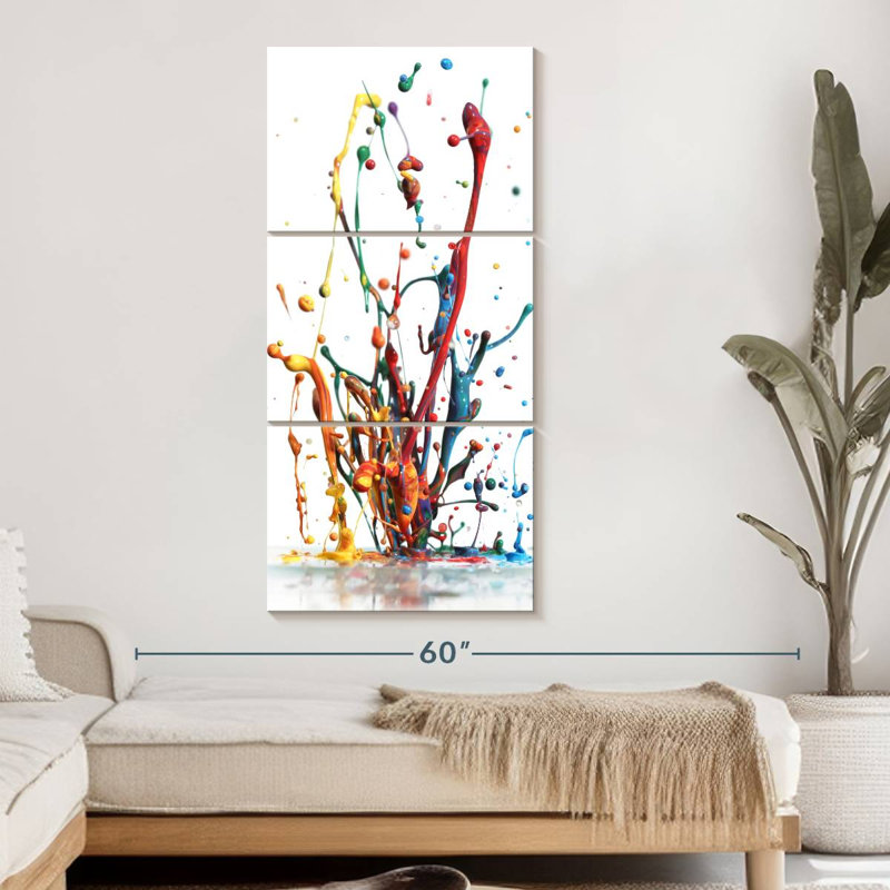 Rainbow Water Splash - Ensemble de 3 toiles tendues, H 52 po x l 24 po x P 1,25 po