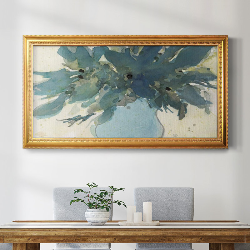 «Blue Vintage Charm II», peinture sur toile à cadre unique, H 21 po x l 37 po x P 1 po