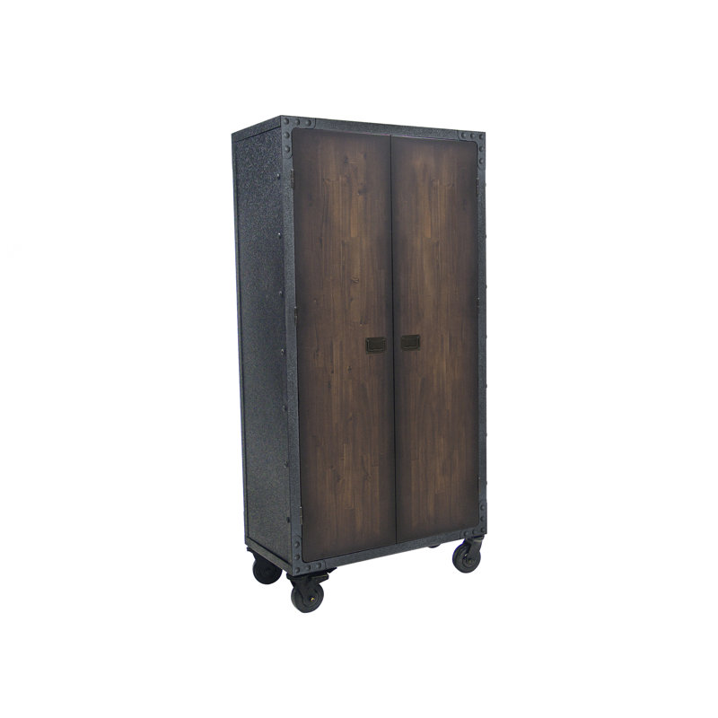 Duramax 36" Industrial Black Metal and Wood Freestanding Cabinet