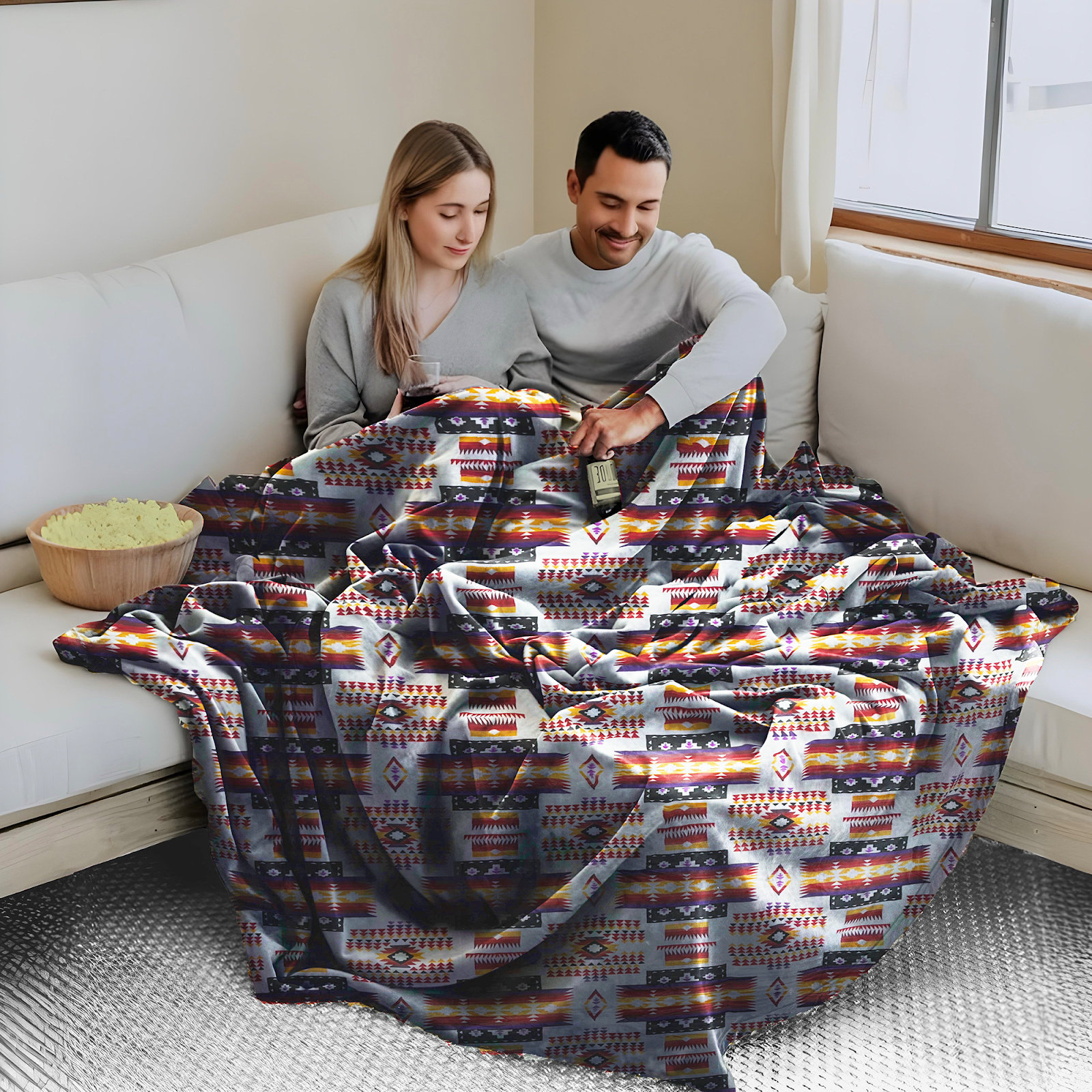 WW Sheets Soft Cozy Fleece Blanket, Southwestern Aztec Style