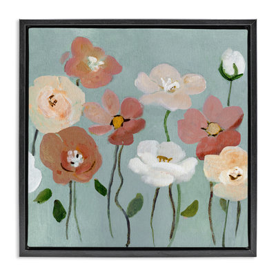 Boho Blooms sur cadre flottant bleu, design par Charity Henderson