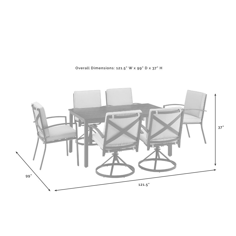 Halles 6 - Person Patio Dining Set with Rectangular Table , Cushions Included, Oatmeal