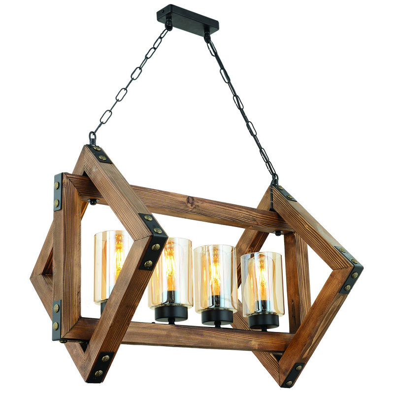 4 - Light Walnut/Black Geometric Pendant