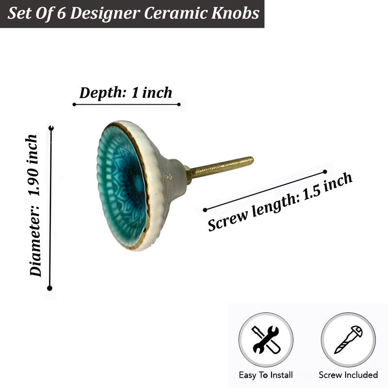 Paquet de boutons coniques surdimensionnés de 1,9 po de diamètre, Turquoise