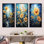 Expressionniste énergie tournesols - tournesols, ensemble de 3 reproductions d'art sur toile
