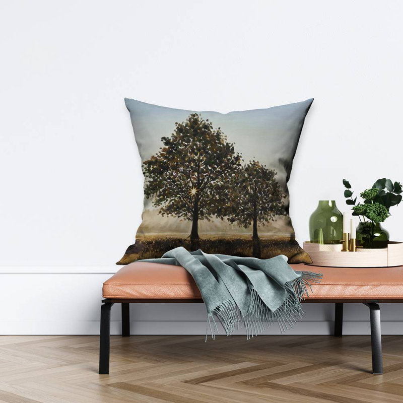 Trees in the countryside - Brown Trees poly twill throw decor