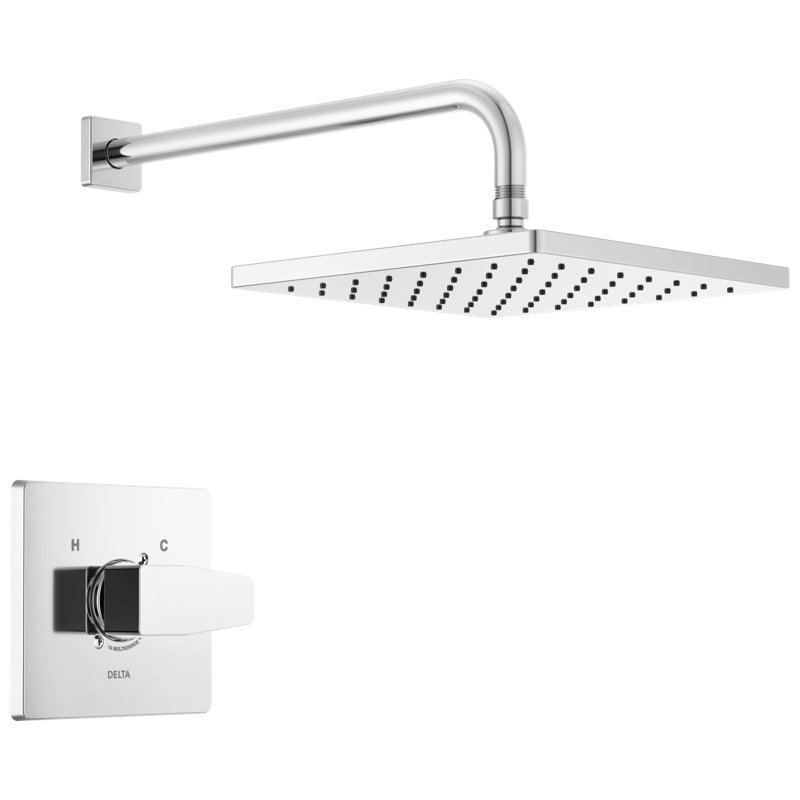 Ensemble de robinet de douche carré moderne à fonction unique, ensemble de garniture de valve et pomme de douche à pluie