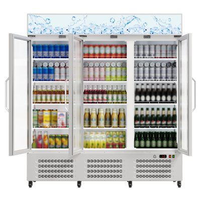 Commercial Beverage Refrigerator 40 Cu.Ft  3 Glass Door Upright Merchandiser Cooler  360 Circulation Cooling  Adjustable Shelves  LED Lighting  — FIN-0018211 | Fridge.com